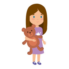 little girl with bear teddy character