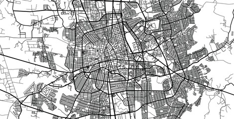 Urban vector city map of Aguascalientes, Mexico