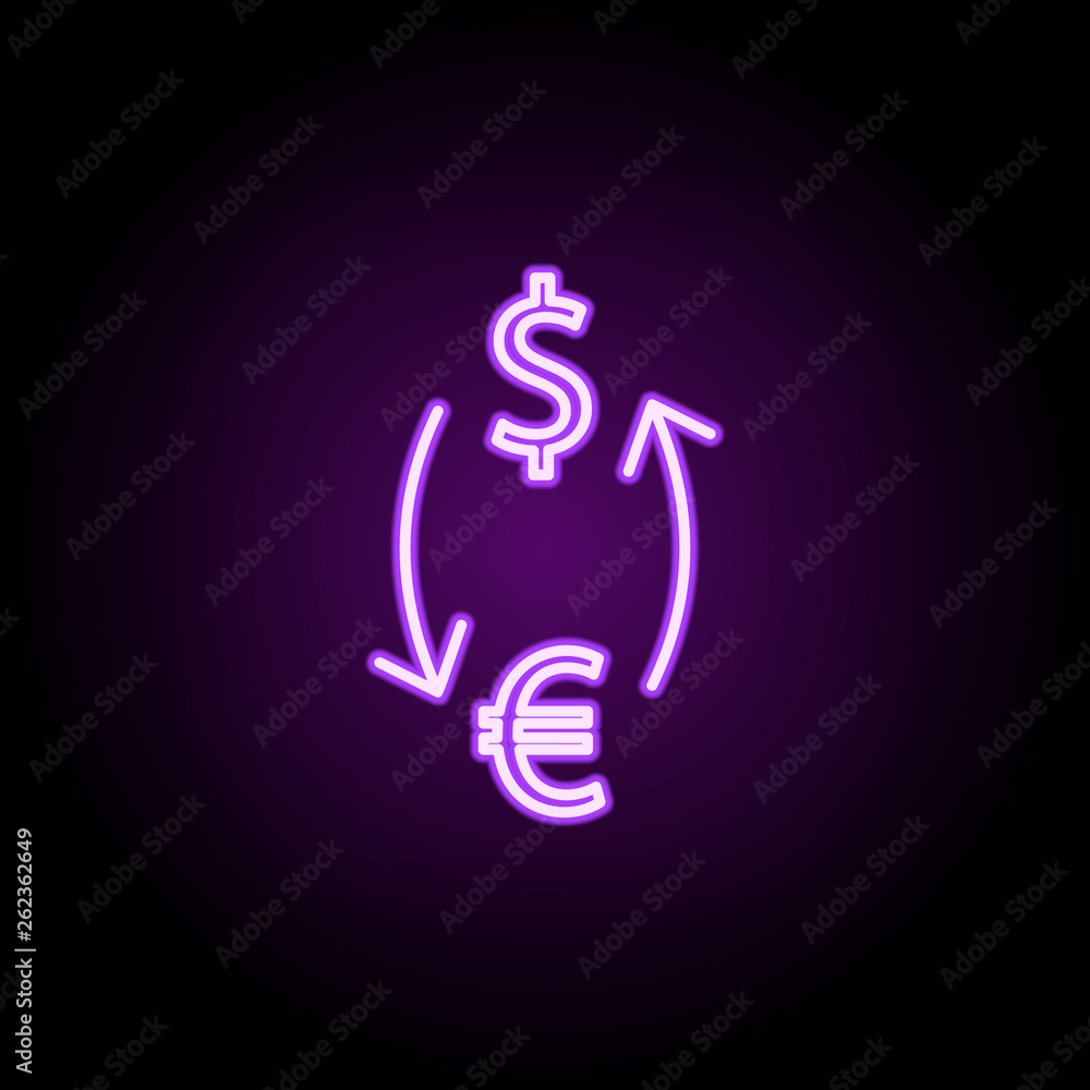 Aufkleber currency exchange neon icon. elements of finance and chart set. simple icon for websites, web design