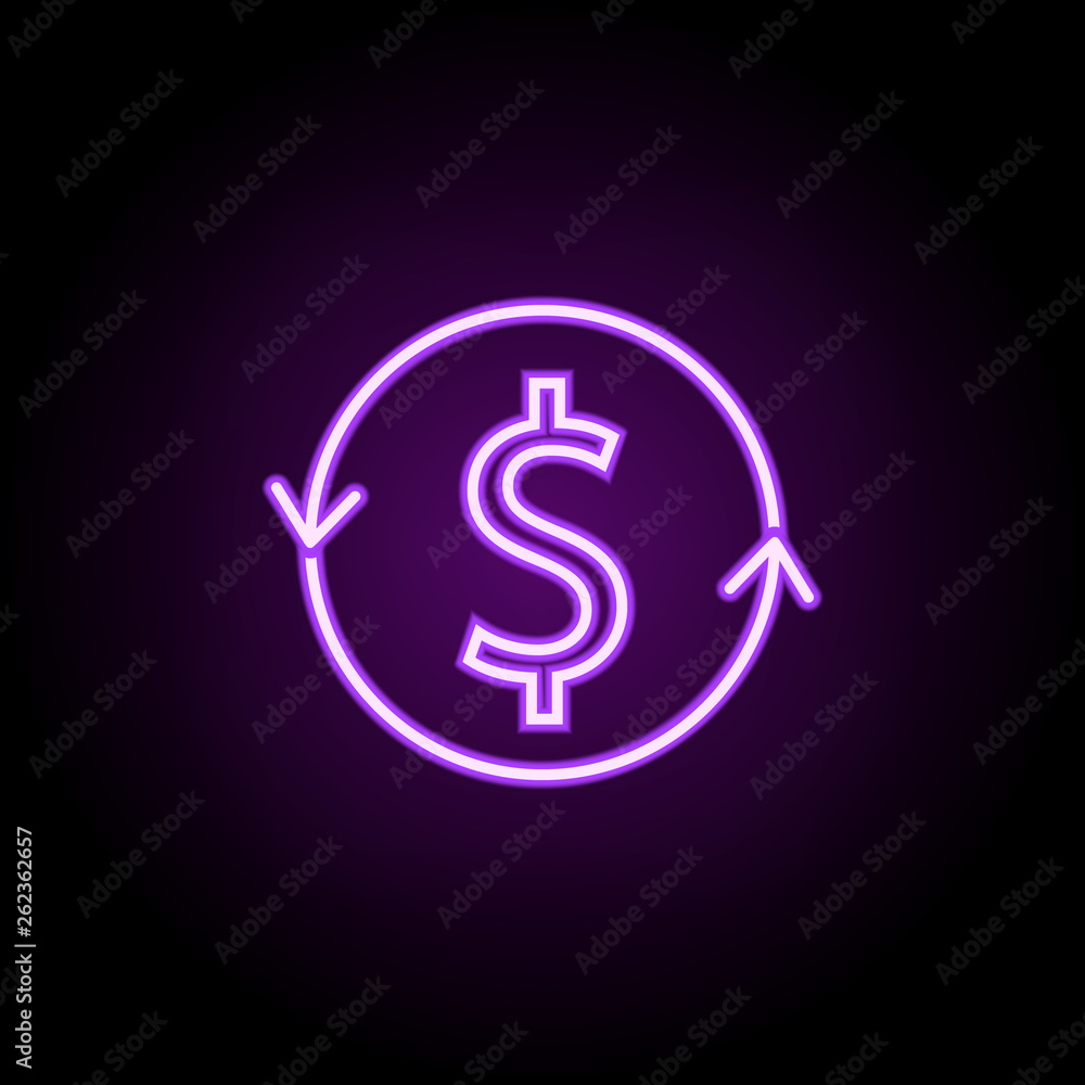 Poster circulation of money neon icon. elements of finance and chart set. simple icon for websites, web des
