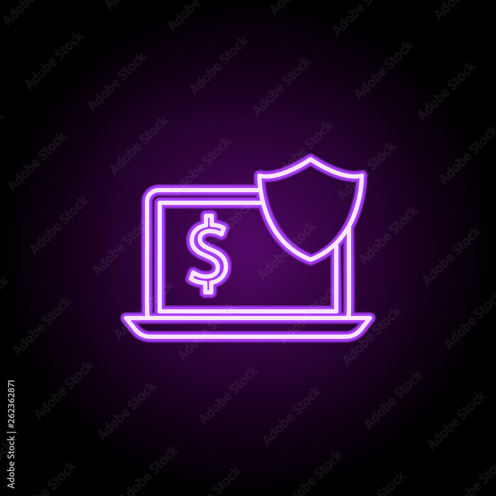 Poster cyber financial security neon icon. elements of finance and chart set. simple icon for websites, web