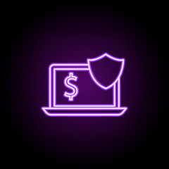 cyber financial security neon icon. Elements of finance and chart set. Simple icon for websites, web design, mobile app, info graphics