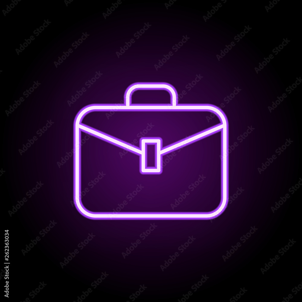Poster briefcase neon icon. elements of finance and chart set. simple icon for websites, web design, mobile