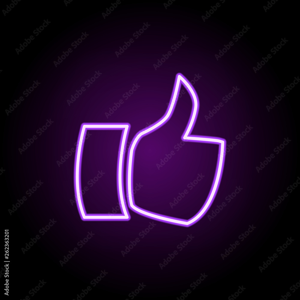 Poster hand of like sign neon icon. elements of finance and chart set. simple icon for websites, web design
