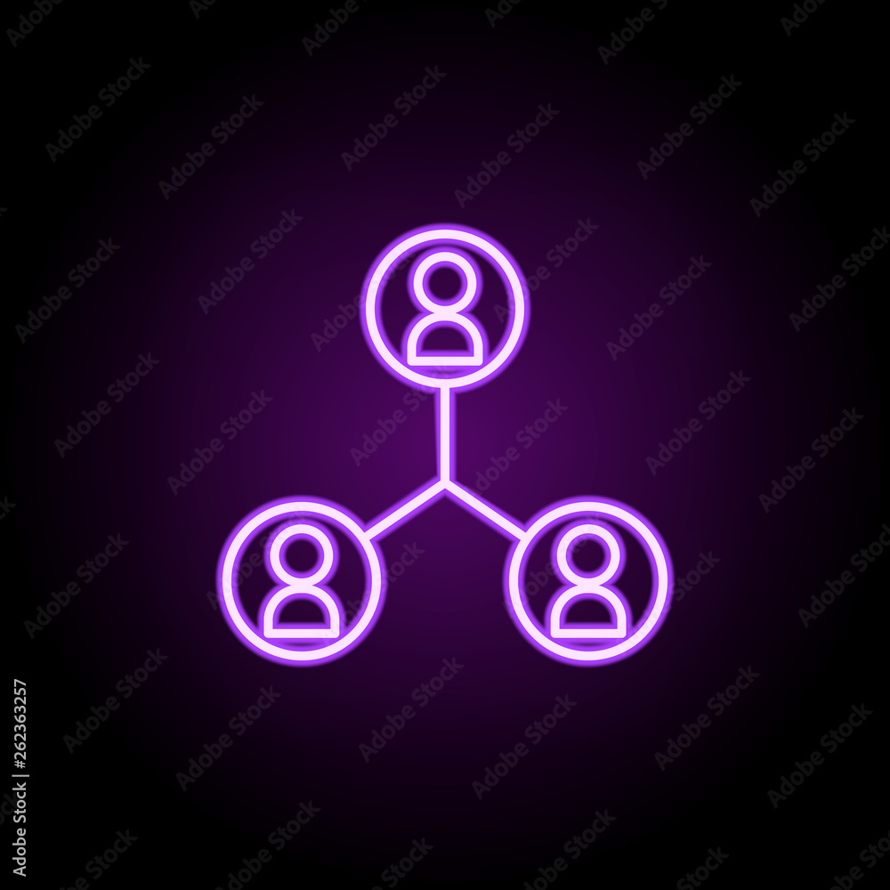 Poster colleagues chain neon icon. elements of finance and chart set. simple icon for websites, web design,