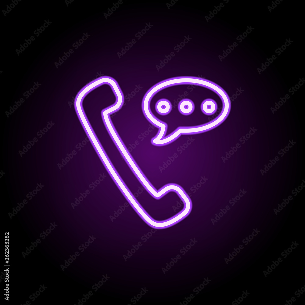 Poster phone conversation neon icon. elements of finance and chart set. simple icon for websites, web desig