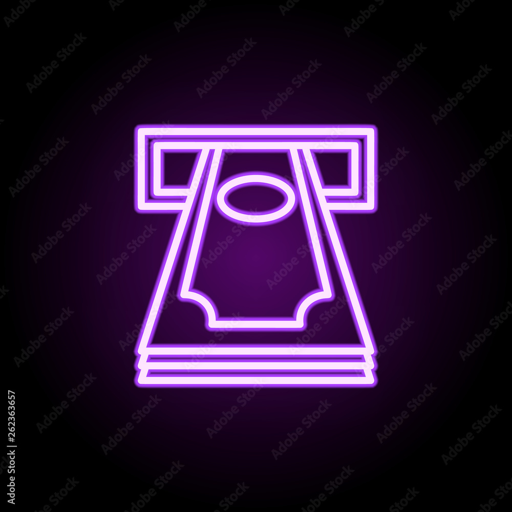 Poster money in atm neon icon. elements of finance and chart set. simple icon for websites, web design, mob