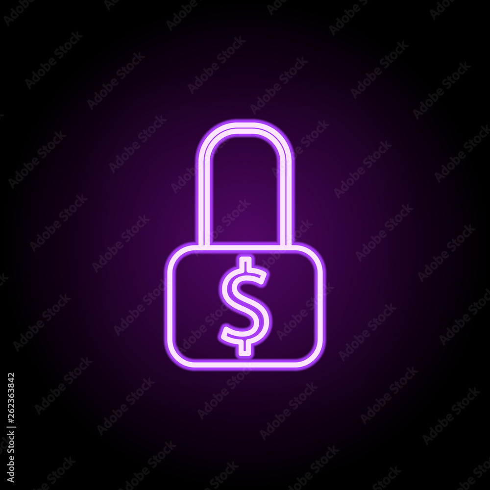 Poster money lock neon icon. elements of finance and chart set. simple icon for websites, web design, mobil