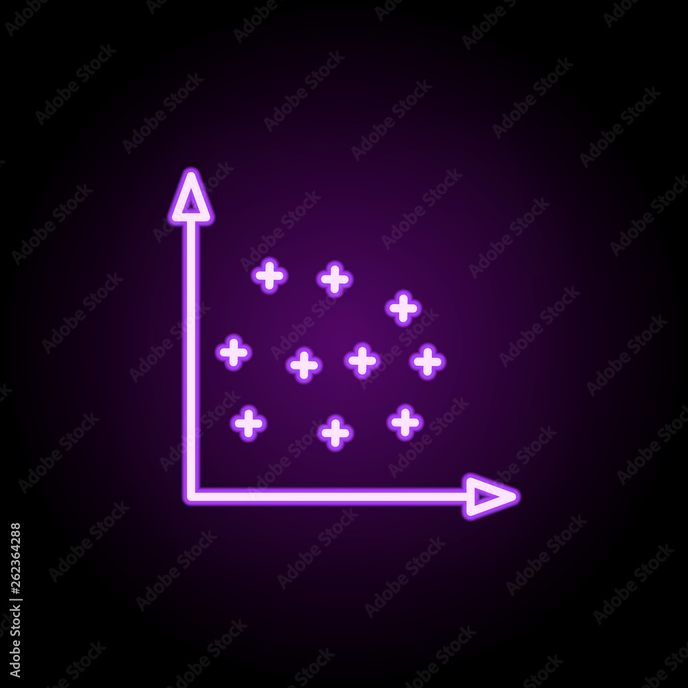 Fototapete chart with points neon icon. elements of finance and chart set. simple icon for websites, web design
