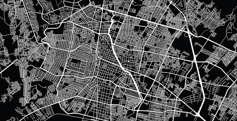 Urban vector city map of Leon, Mexico