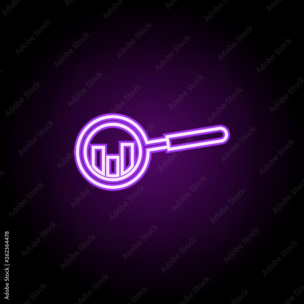Poster chart and magnifier neon icon. elements of finance and chart set. simple icon for websites, web desi