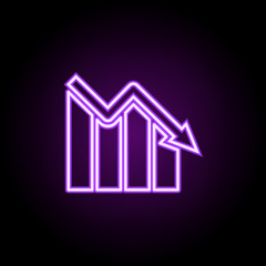 down chart neon icon. Elements of finance and chart set. Simple icon for websites, web design, mobile app, info graphics