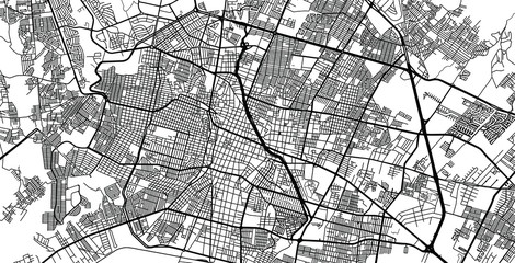 Urban vector city map of Leon, Mexico