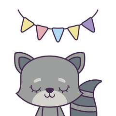 cute cat animal with garlands hanging