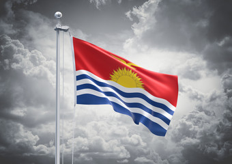 3D Rendering of Kiribati Flag is Waving in the Sky - 3d illustration