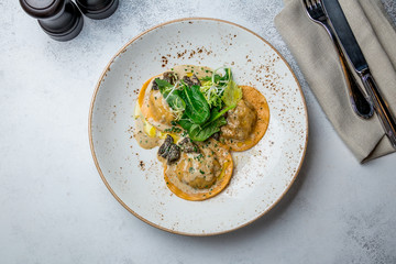 Italian ravioli with salmon