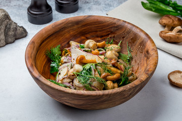 salted mushrooms in a plate