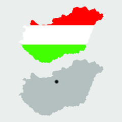 Obraz premium Contour of Hungary in grey and in flag colors
