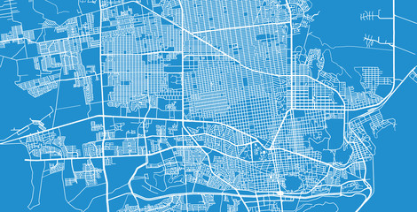 Urban vector city map of Hermosilla, Mexico