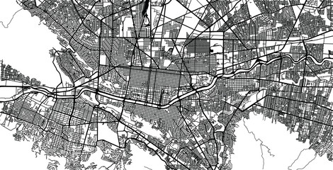 Urban vector city map of Monterrey, Mexico