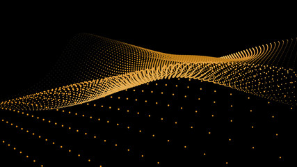 3d sea dots wave glowing stream background flow