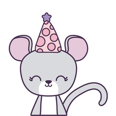 cute mouse animal with hat party