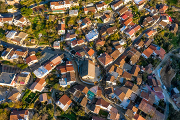 Overhead view of Gourri village. Region of Pitsilia, Nicosia District, Cyprus