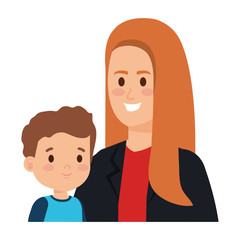 young mother with little son characters
