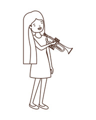 young woman with trumpet character