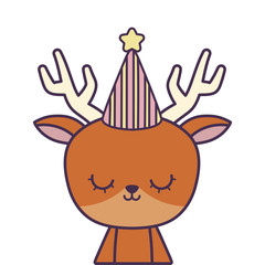 cute reindeer with hat party
