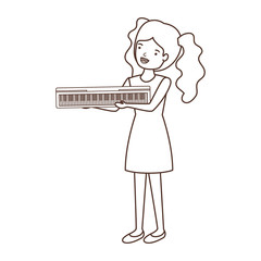young woman with piano keyboard character