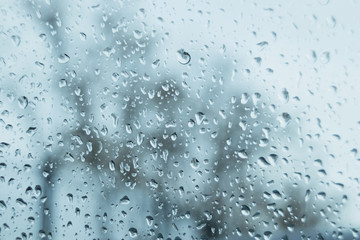 Crystal with drops of raindrops
