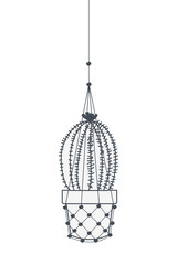 cactus on macrame hangers isolated icon