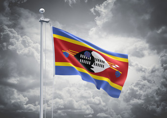 3D Rendering of Swaziland Flag is Waving in the Sky - 3d illustration