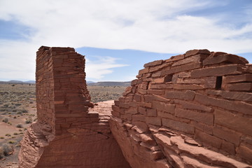 Obraz premium Flagstaff, AZ., U.S.A. June 5, 2018. Wukoki pueblo ruins are part of the greater Wupatki National Monument. Built circa 1100 to 1250 A.D. by the Sinagua. 