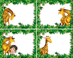 Obraz na płótnie Canvas Set of giraffe in nature frame