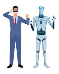 humanoid robot and businessman