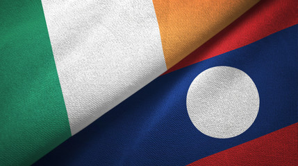 Ireland and Laos two flags textile cloth.