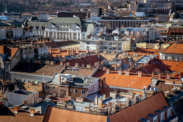Fototapeta na wymiar High point view of Budapest cityscape. Budapest, Hungary