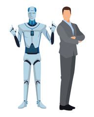 humanoid robot and businessman