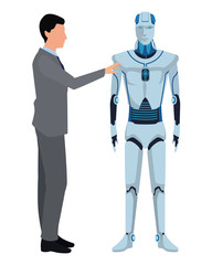 humanoid robot and businessman