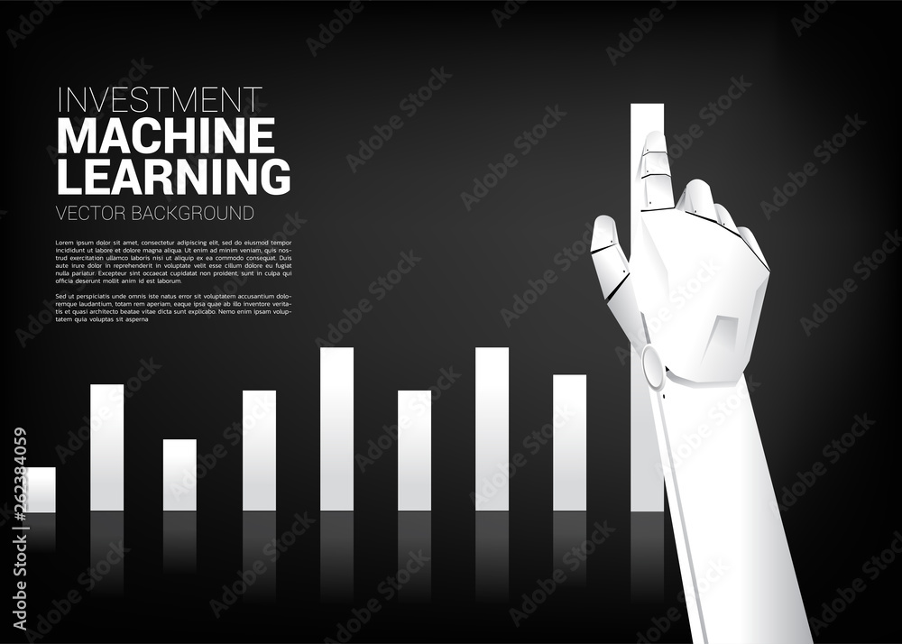 Poster robot hand move pull business graph higher. business concept for machine learning , a.i artificial i