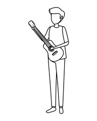 man playing guitar character