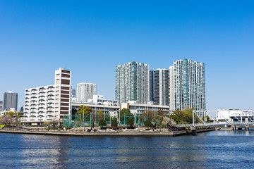 Landscape of Tennozu Canal in Tokyo