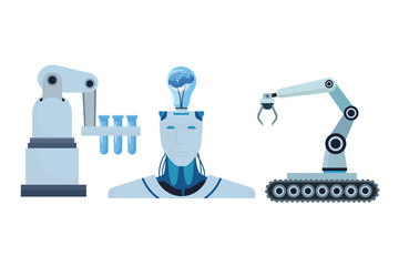 robot with brain and robotic arms