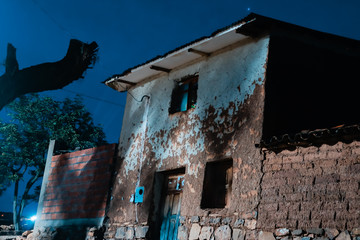 Old house in Bolivia, built with earth and straw and with a colonial tile.