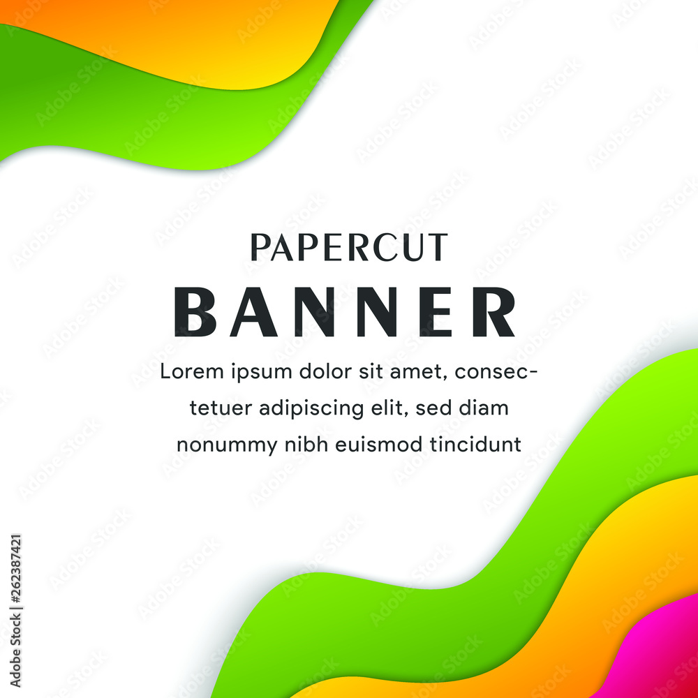 Aufkleber square banners with 3d abstract background with green paper cut waves. vector design layout for busi