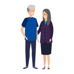 cute grand parents couple characters