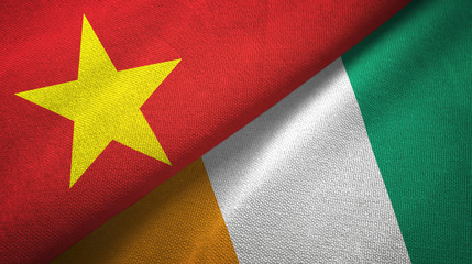Vietnam and Cote d'Ivoire Ivory coast two flags textile fabric texture