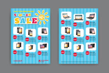 2 sides flyer template for Summer Sale Promotion